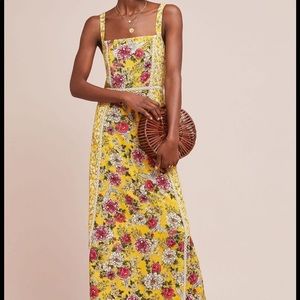 Farm for Anthropologie size XS yellow floral maxi dress